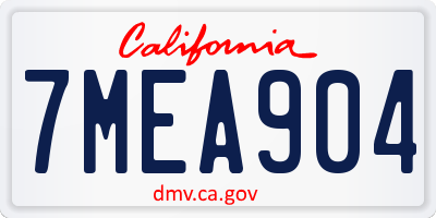 CA license plate 7MEA904