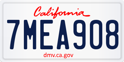 CA license plate 7MEA908