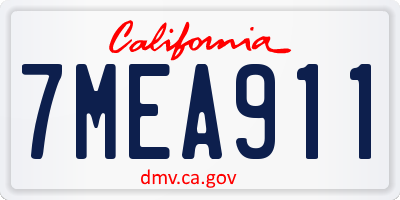 CA license plate 7MEA911
