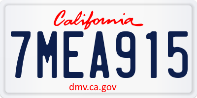 CA license plate 7MEA915
