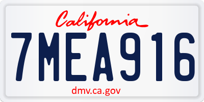 CA license plate 7MEA916