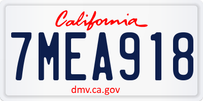 CA license plate 7MEA918