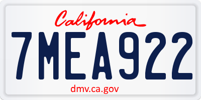 CA license plate 7MEA922