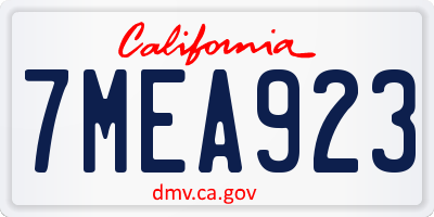 CA license plate 7MEA923