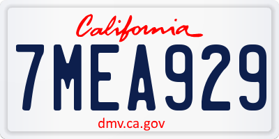 CA license plate 7MEA929
