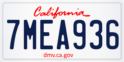 CA license plate 7MEA936