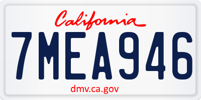 CA license plate 7MEA946