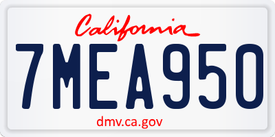 CA license plate 7MEA950