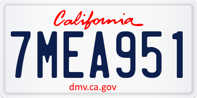 CA license plate 7MEA951