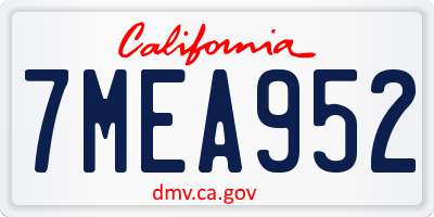 CA license plate 7MEA952