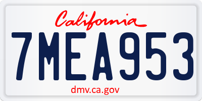 CA license plate 7MEA953