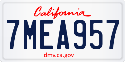 CA license plate 7MEA957