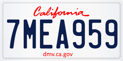 CA license plate 7MEA959