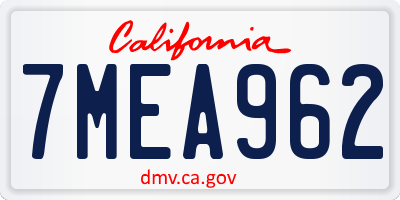 CA license plate 7MEA962