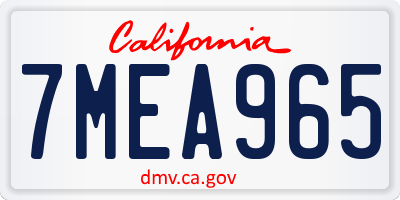 CA license plate 7MEA965