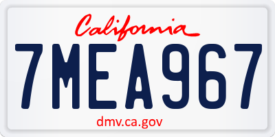 CA license plate 7MEA967