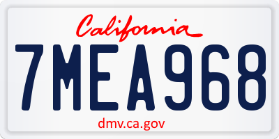 CA license plate 7MEA968