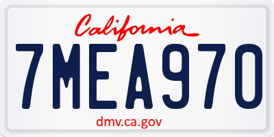 CA license plate 7MEA970