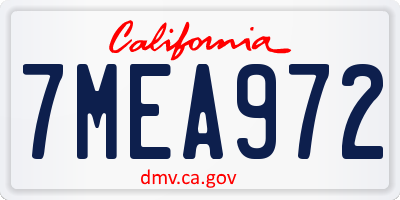 CA license plate 7MEA972