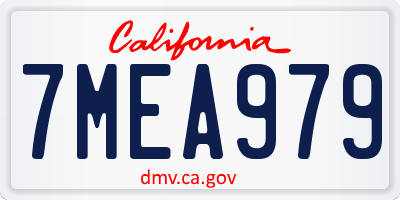 CA license plate 7MEA979