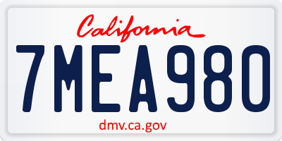 CA license plate 7MEA980