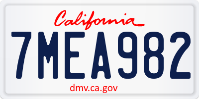 CA license plate 7MEA982