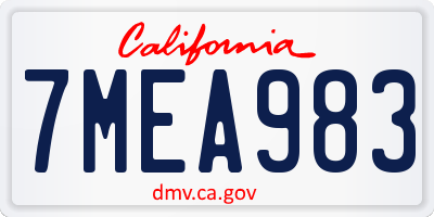 CA license plate 7MEA983