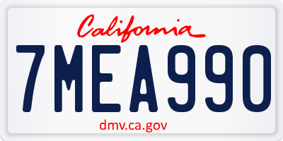 CA license plate 7MEA990