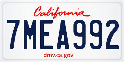 CA license plate 7MEA992