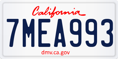 CA license plate 7MEA993