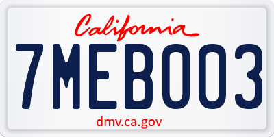 CA license plate 7MEB003