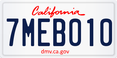 CA license plate 7MEB010