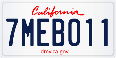 CA license plate 7MEB011