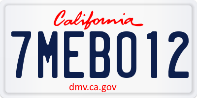 CA license plate 7MEB012