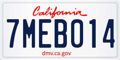 CA license plate 7MEB014