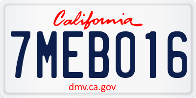 CA license plate 7MEB016