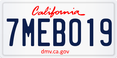 CA license plate 7MEB019