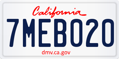 CA license plate 7MEB020