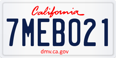 CA license plate 7MEB021