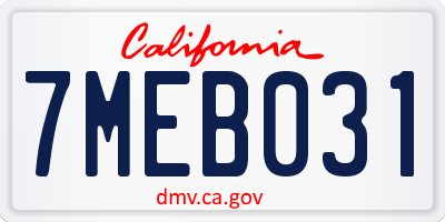 CA license plate 7MEB031