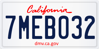 CA license plate 7MEB032