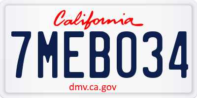 CA license plate 7MEB034