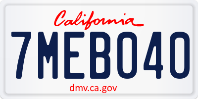 CA license plate 7MEB040
