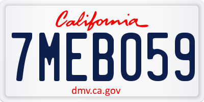 CA license plate 7MEB059