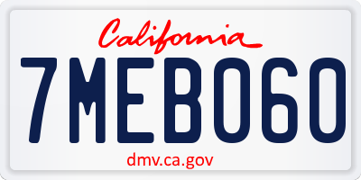 CA license plate 7MEB060