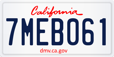 CA license plate 7MEB061