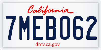 CA license plate 7MEB062