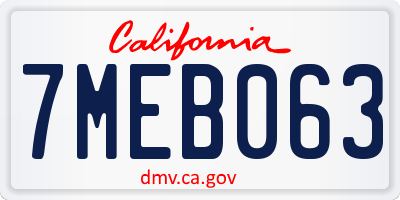 CA license plate 7MEB063