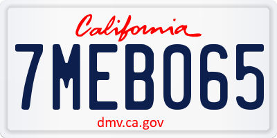 CA license plate 7MEB065