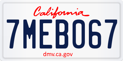 CA license plate 7MEB067